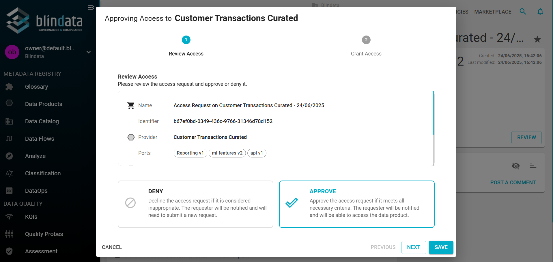 Marketplace request approval