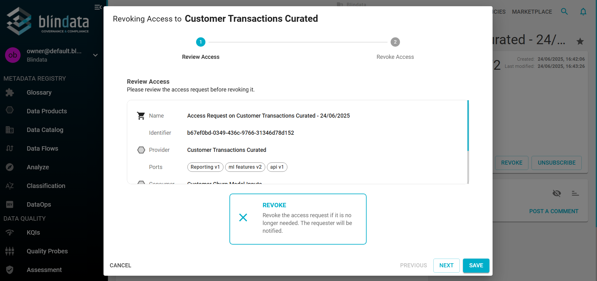 Marketplace request revoke