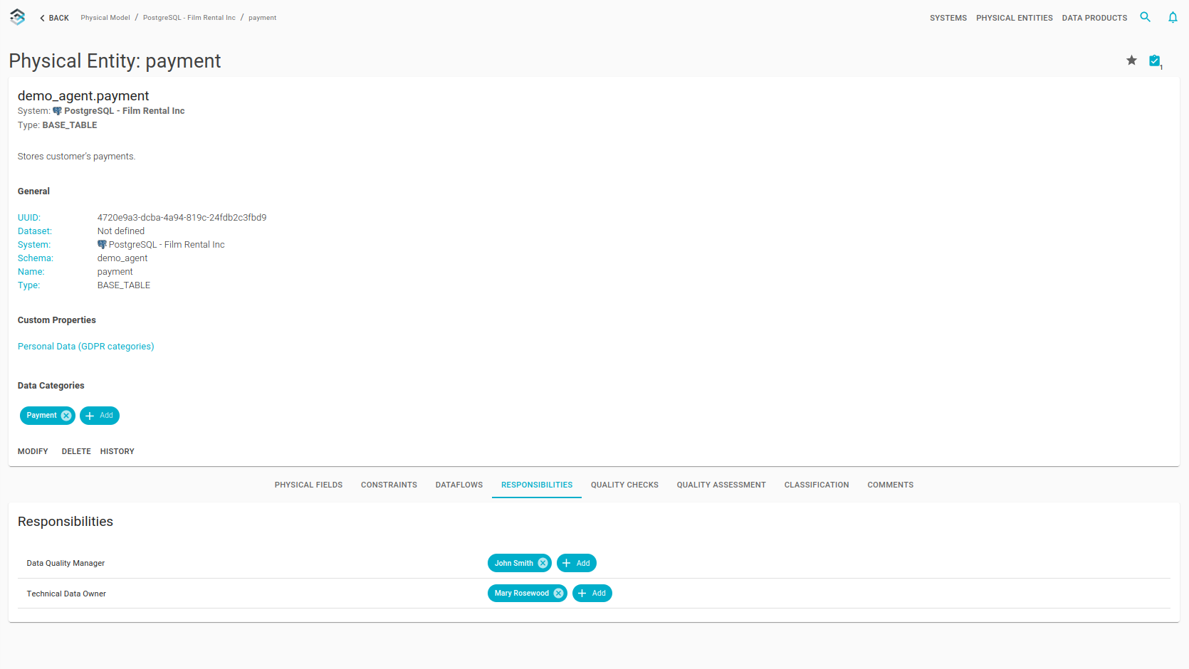 Data Catalog Responsibilities